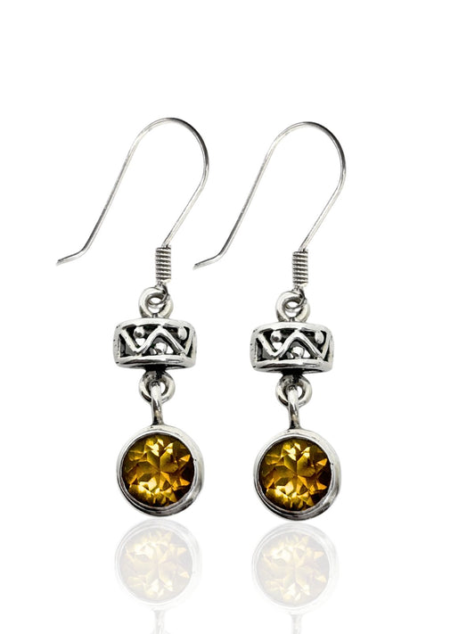 Amber&Duman Kristal Işıltılı Yuvarlak Taşlı Gümüş Kadın Küpe 4.3x1 cm