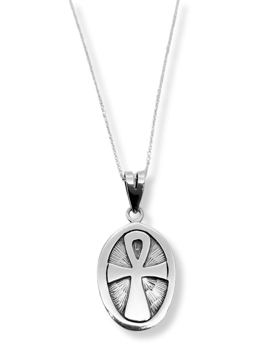 Ankh Sonsuz Yaşam Anahtarı Madalyon Gümüş Kolye 2.5x4.8 cm