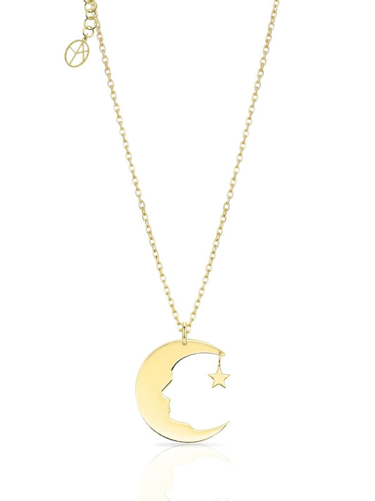 Sternförmige Damenkette aus Sterlingsilber mit Atatürk-Silhouette, Halbmond und Stern