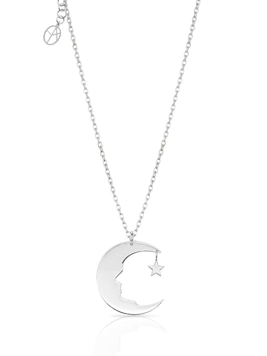 Sternförmige Damenkette aus Sterlingsilber mit Atatürk-Silhouette, Halbmond und Stern