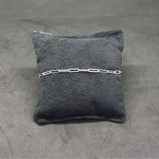 Thin Silver Paperclip Chain Bracelet