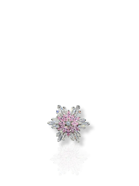 Baget Taşlı Gümüş Çiçek Kadın Rozet – 1.7x1.7 cm