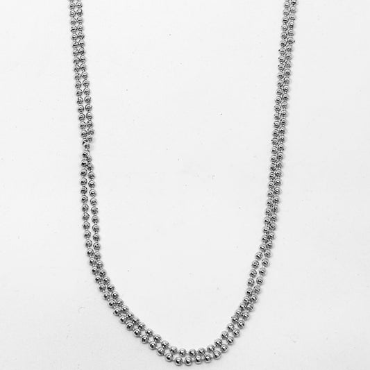 Double Row Ball-ball Silver Chain Necklace 46.5CM