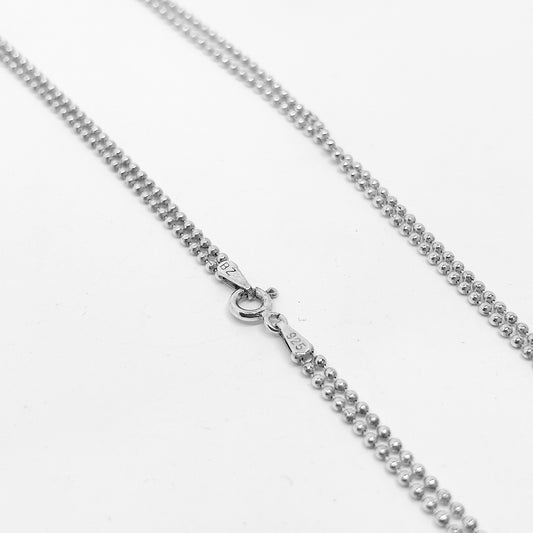 Double Row Ball-ball Silver Chain Necklace 46.5CM