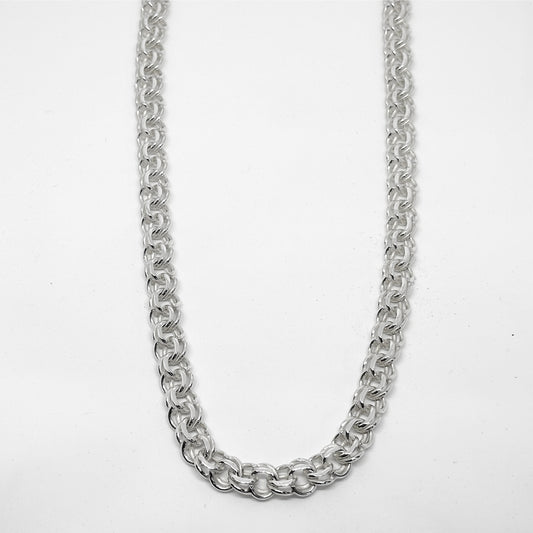 Double Round Link Silver Chain Necklace 51CM