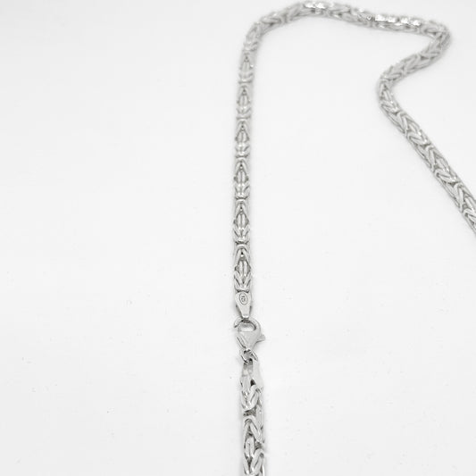 Polished Shiny White Silver King Chain Necklace 55CM