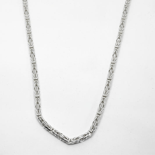 Polished Shiny White Silver King Chain Necklace 55CM