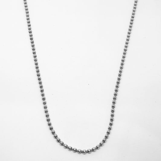 Striped Patterned Ball-ball Silver Chain Necklace 60CM