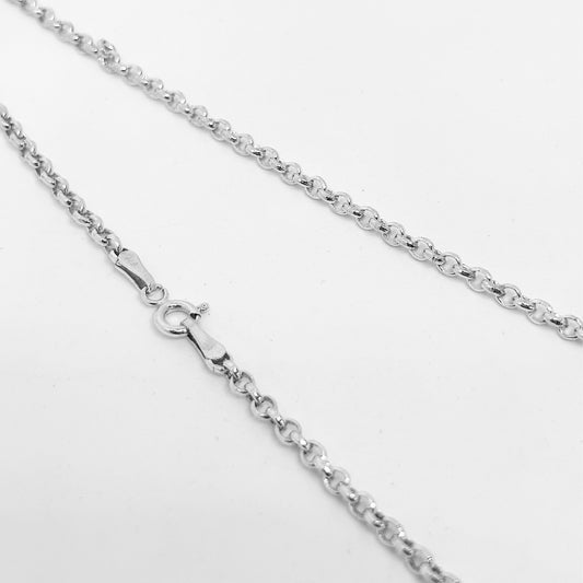 Narrow Thick Link Silver Chain Necklace 60CM