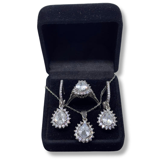 Small Drop Sparkling Silver Set &amp; Set