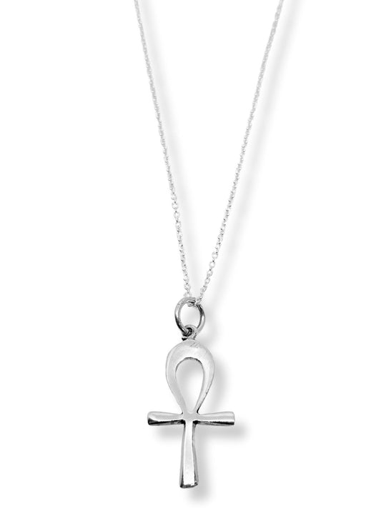 Düz Ankh Sonsuz Yaşam Nil Anahtarı Gümüş Kolye- 1.5x3.5 cm