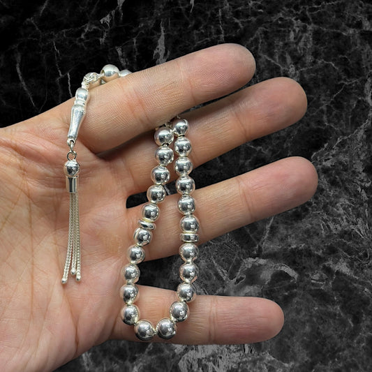 Round Beaded Silver Prayer Beads