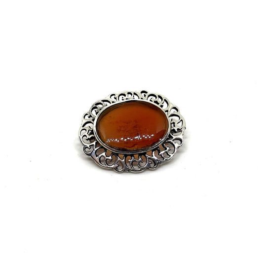 Agate Sparkling Silver Brooch