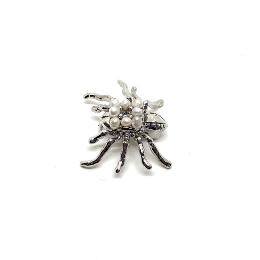 Silver Pearl Spider Brooch - Nature's Jewels Collection