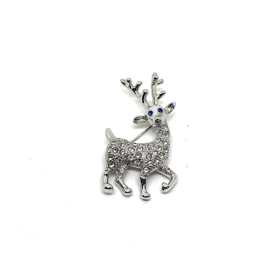 Sparkly Blue Eyed Deer Brooch