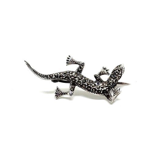 Marcasite Sparkling Lizard Brooch - Nature's Jewels Collection