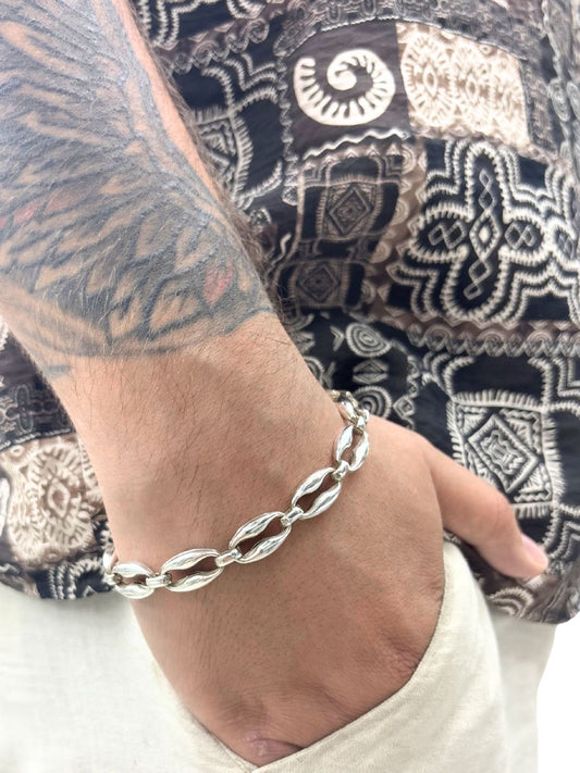 Almond Silver Chain Bracelet