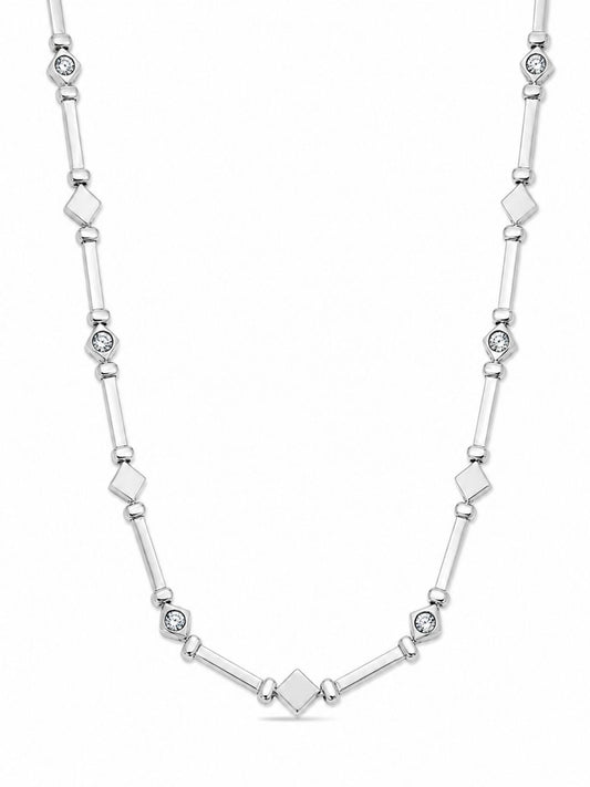 Sparkling Square Bar Silver Chain Necklace 45CM
