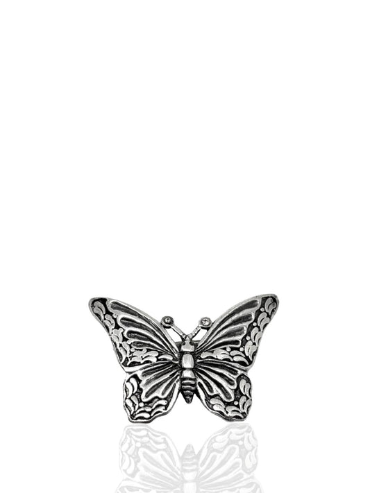 Karartılmış Otantik Gümüş Kelebek Broş