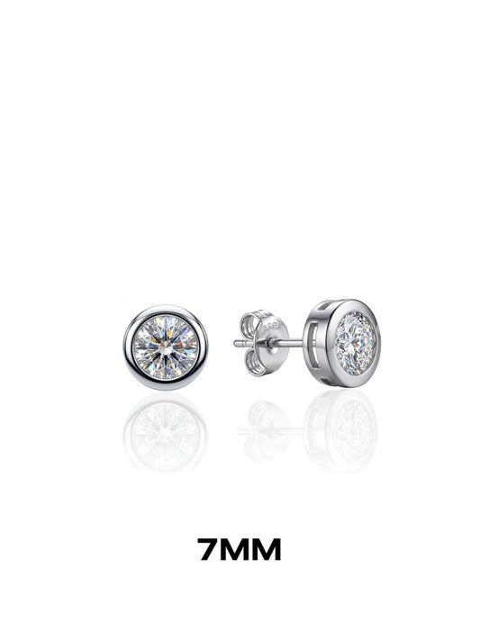 Yuvarlak Vidalı Sıvama Zirkon Tektaş Gümüş Küpe 7mm [OYOK361]