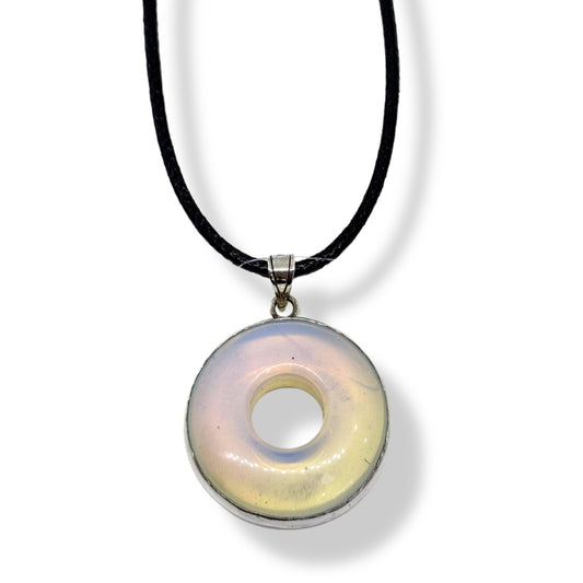 Silver Donut Moonstone Natural Stone Silver Women's Necklace