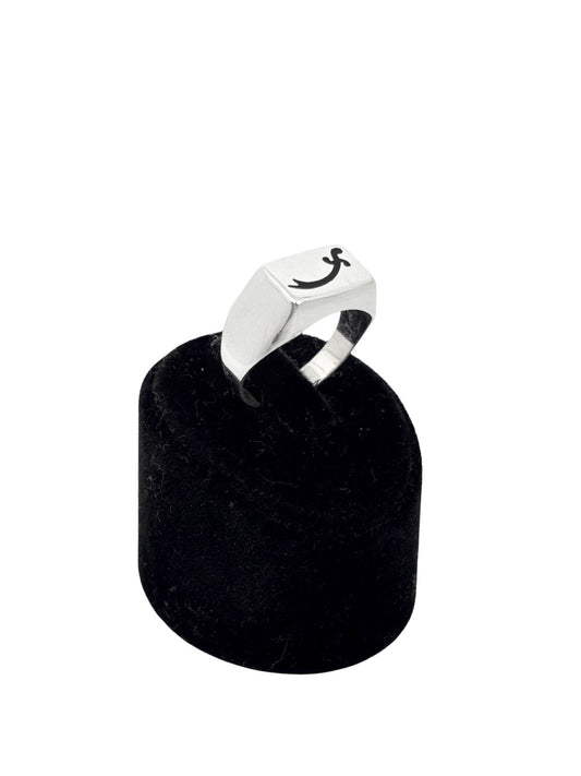 Mineli Hz. Ali Kılıcı Dikdörtgen Cilalı Gümüş Erkek Yüzük-RXY7-GE61