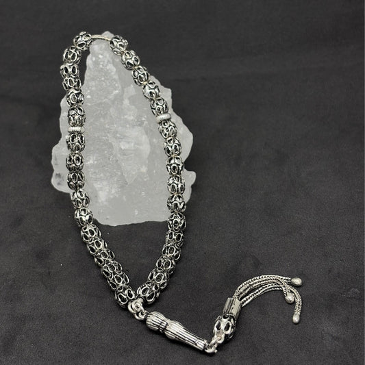 Hollow Darkened Silver Prayer Beads