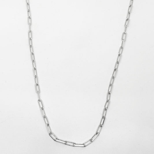 Thin Thick Shiny Silver Paperclip Chain Necklace 66CM