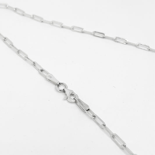 Thin Thick Shiny Silver Paperclip Chain Necklace 66CM