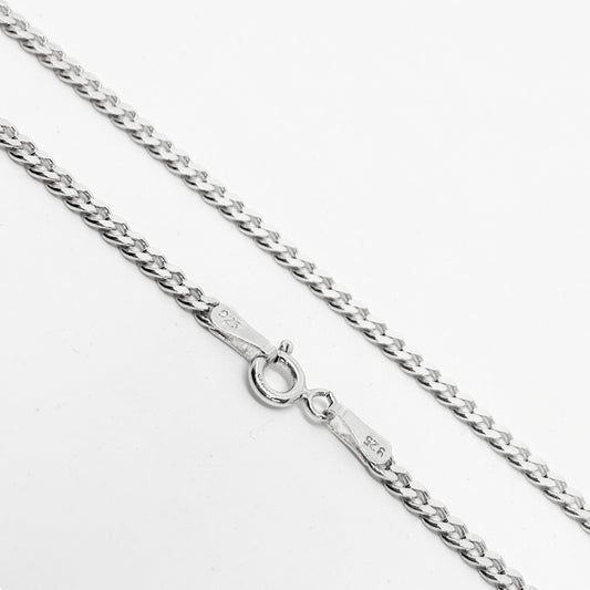 Thin Crushed Gurmet Silver Chain Necklace 45CM