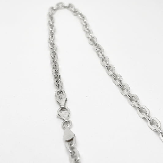 Thin Oval Ring Silver Chain Necklace 55CM