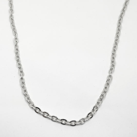 Thin Oval Ring Silver Chain Necklace 55CM