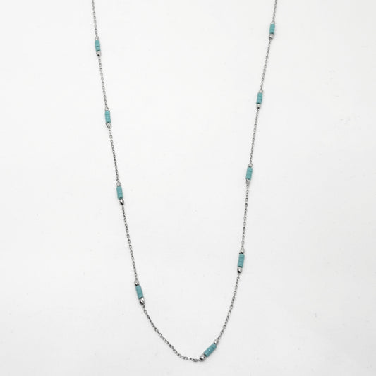 Thin Colored Interval Silver Chain 45CM