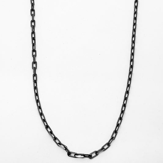 Black Silver Oval Link Chain Necklace 55CM