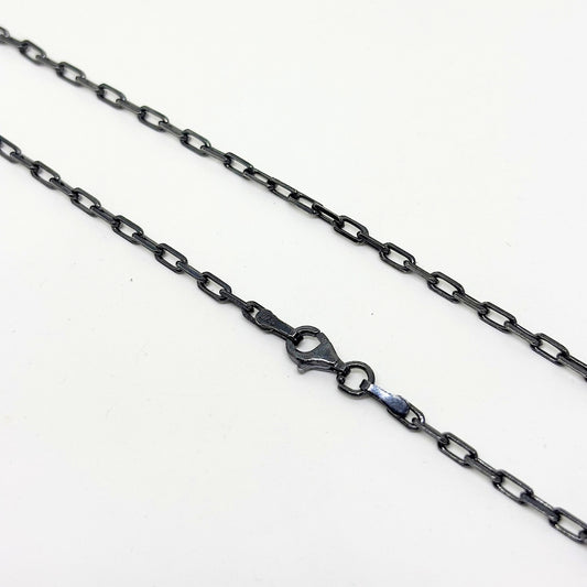 Black Silver Oval Link Chain Necklace 55CM