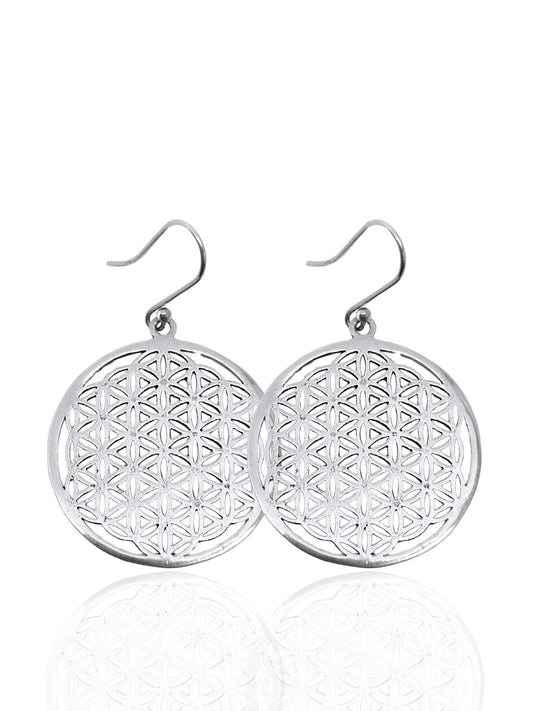 İri Sallantılı Yaşam Çiçeği Gümüş Kadın Küpe 5x3.1 cm