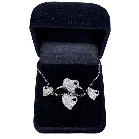 Love Sparkling Double Heart Silver Set&amp;Set