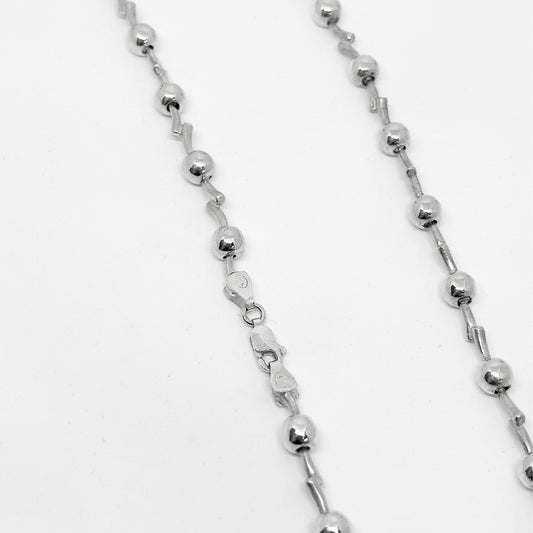 Winged Ball Silver Chain Necklace 54CM