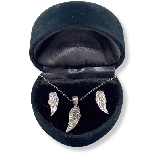 Sparkling Angel Wing Silver Set &amp; Set