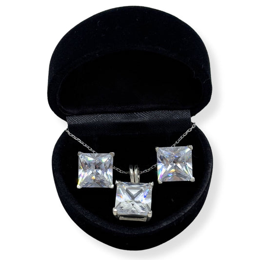 Sparkling Square Baguette Silver Set &amp; Set