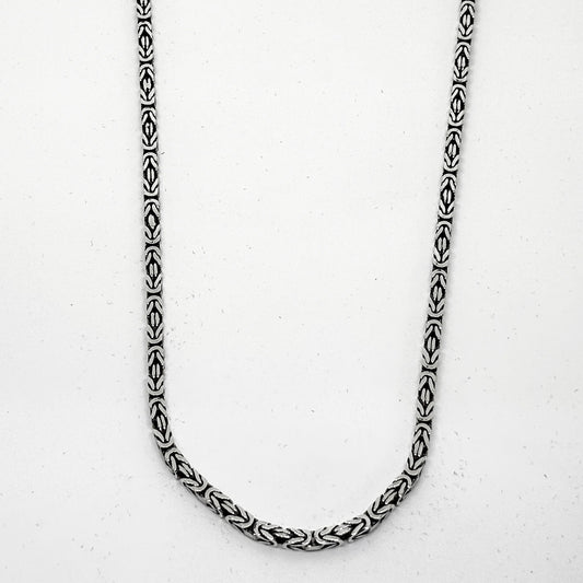 Square Cornered Silver King Chain Necklace Model 3. Thickness 46CM