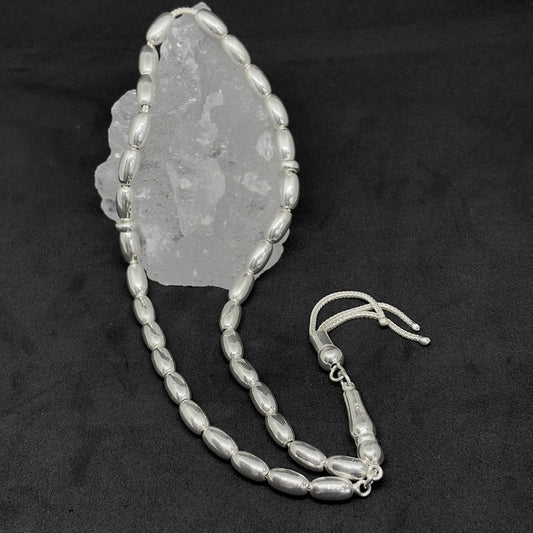 Oval Cube Silver Prayer Beads