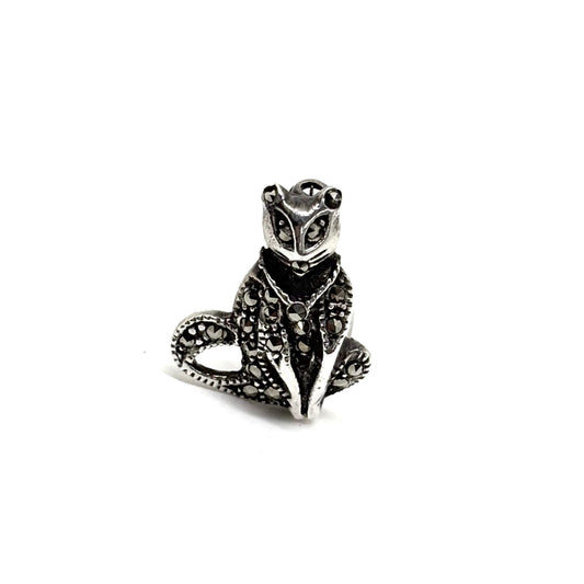 Marcasite Sparkling Cat Brooch-Brooch Pin