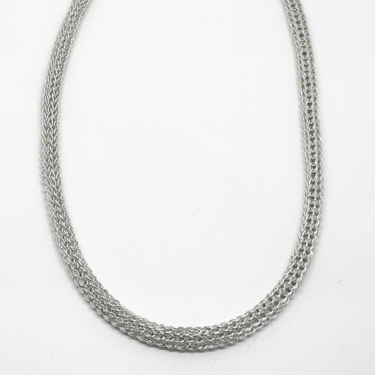 Thick Knitted Woven Silver Chain Necklace 47CM