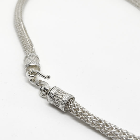 Thick Knitted Woven Silver Chain Necklace 47CM