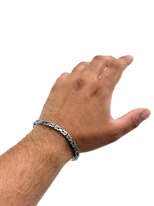 Köşeli Kral Erkek Gümüş Zincir Bileklik 5mm-23cm