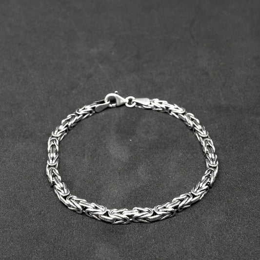 Oxidized Square King Men's Chain Silver Bracelet