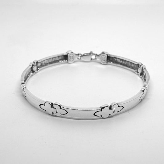 Lucky Clover Silver Men's Bracelet