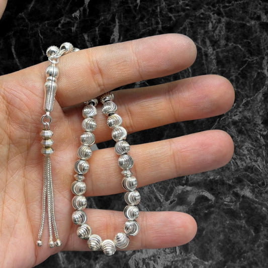 Laser Engraved Silver Prayer Beads