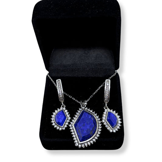 Işıltılı Lapis Lazuli Gümüş Set&Takım